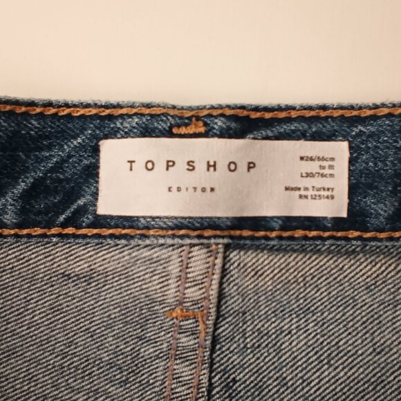 Topshop Editor Denim Jeans Size 26/4 100% Cotton Buttonfly High Rise Straight - Picture 4 of 11